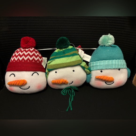 Set of 3 stuffed snowman head ornaments Kohls NWT - Picture 1 of 5